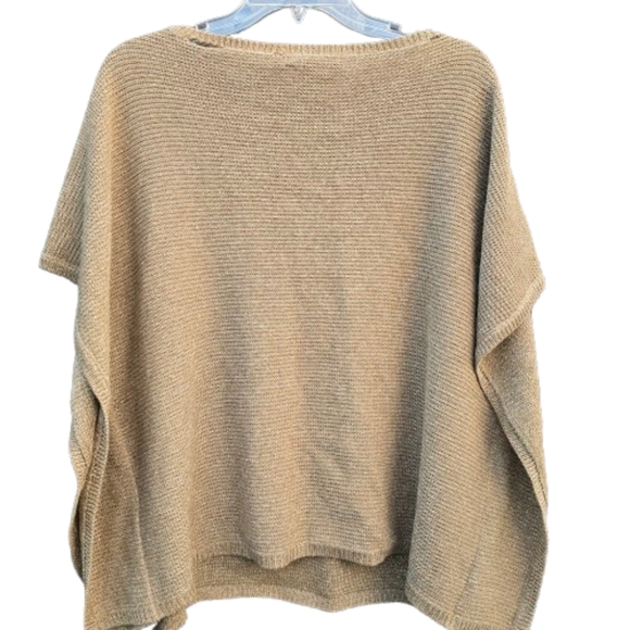 Lauren Ralph Lauren Women's Poncho Gold Knit Sweater Sz M - Picture 2 of 4